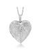 Locket Pendant Necklace Charm 1.5&Prime; Engraved Flowers Heart Shape